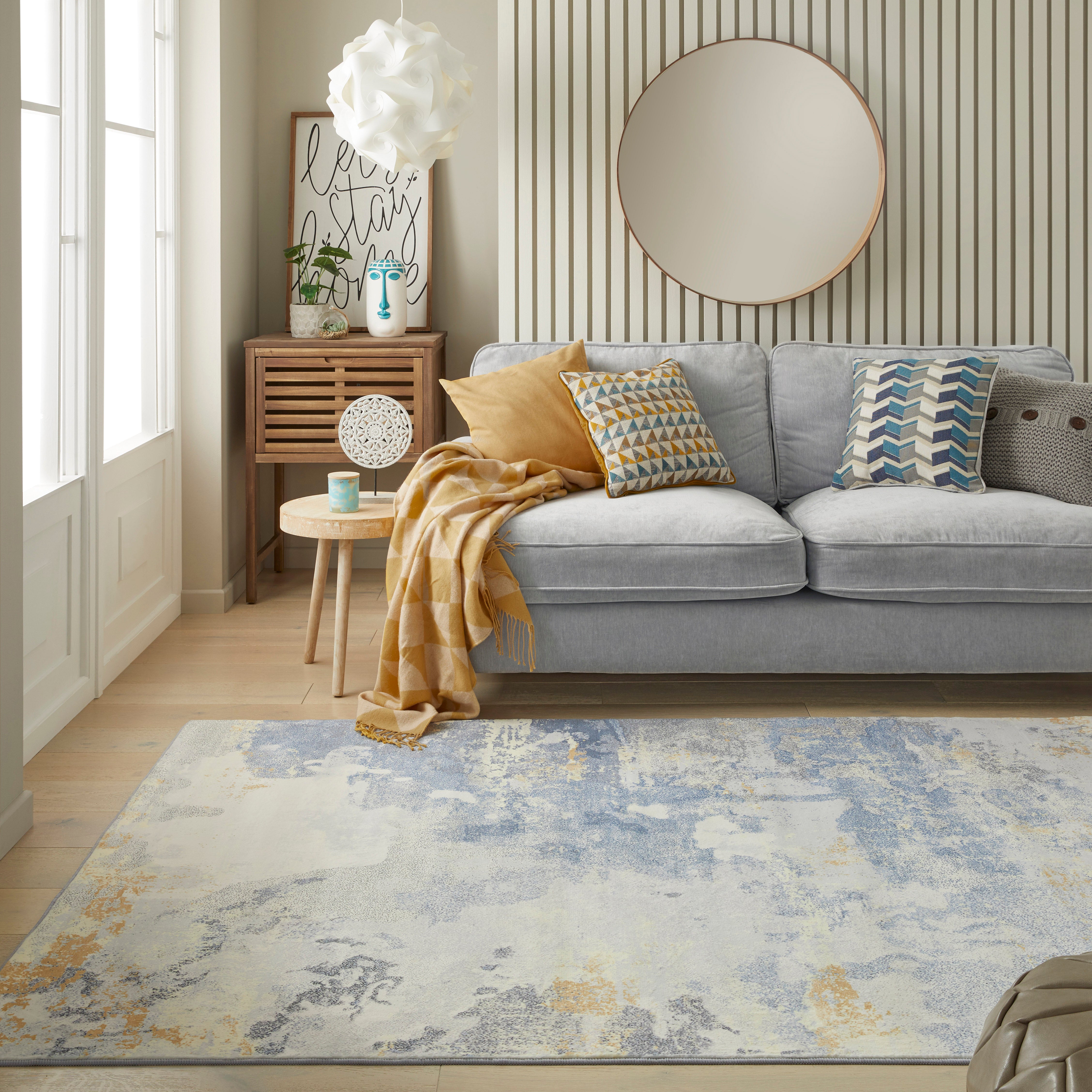 Concept Looms Lux Washable LUX10 Grey Yellow Rug